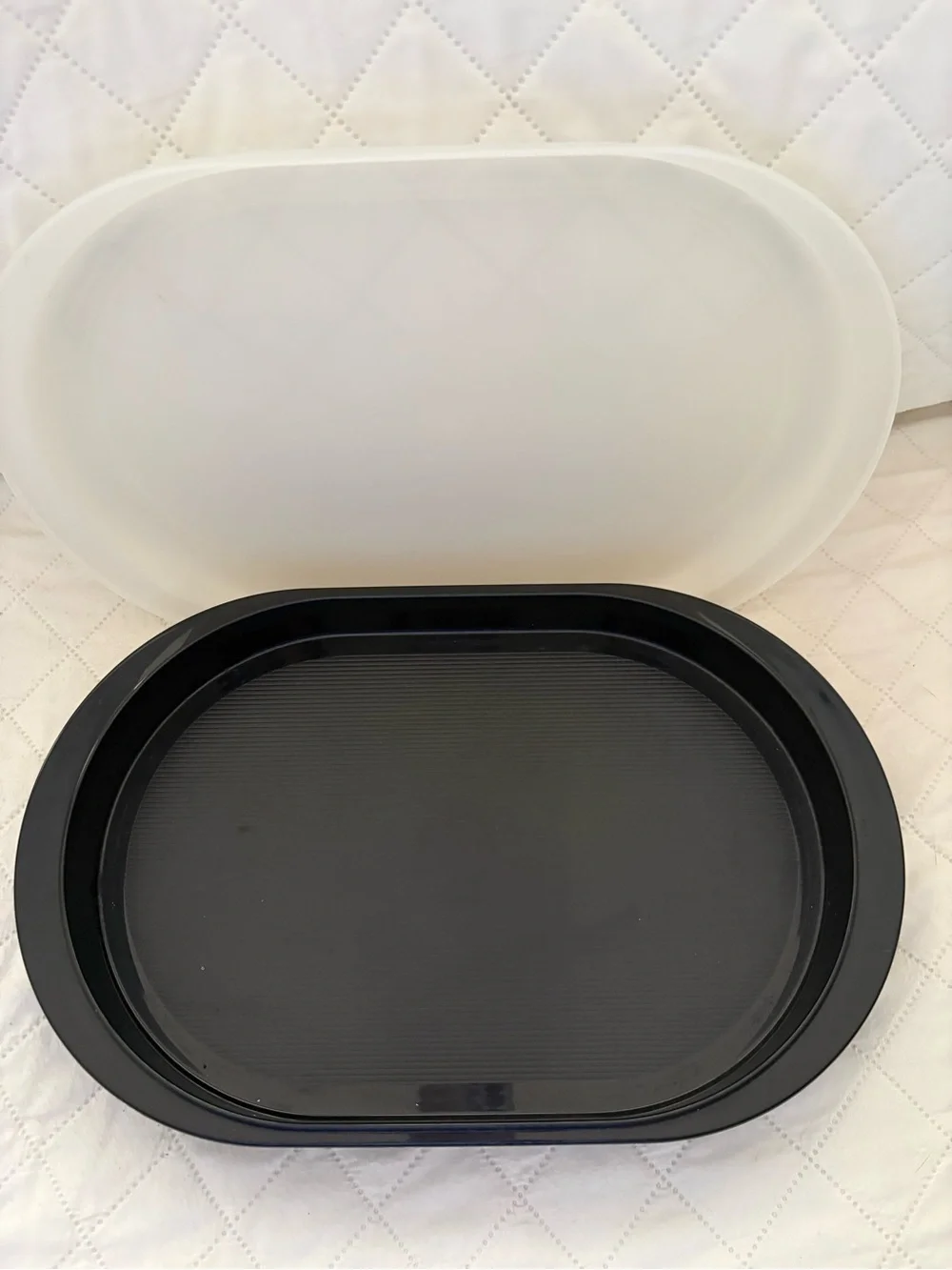 Tupperware White and Black Divided Serving Tray